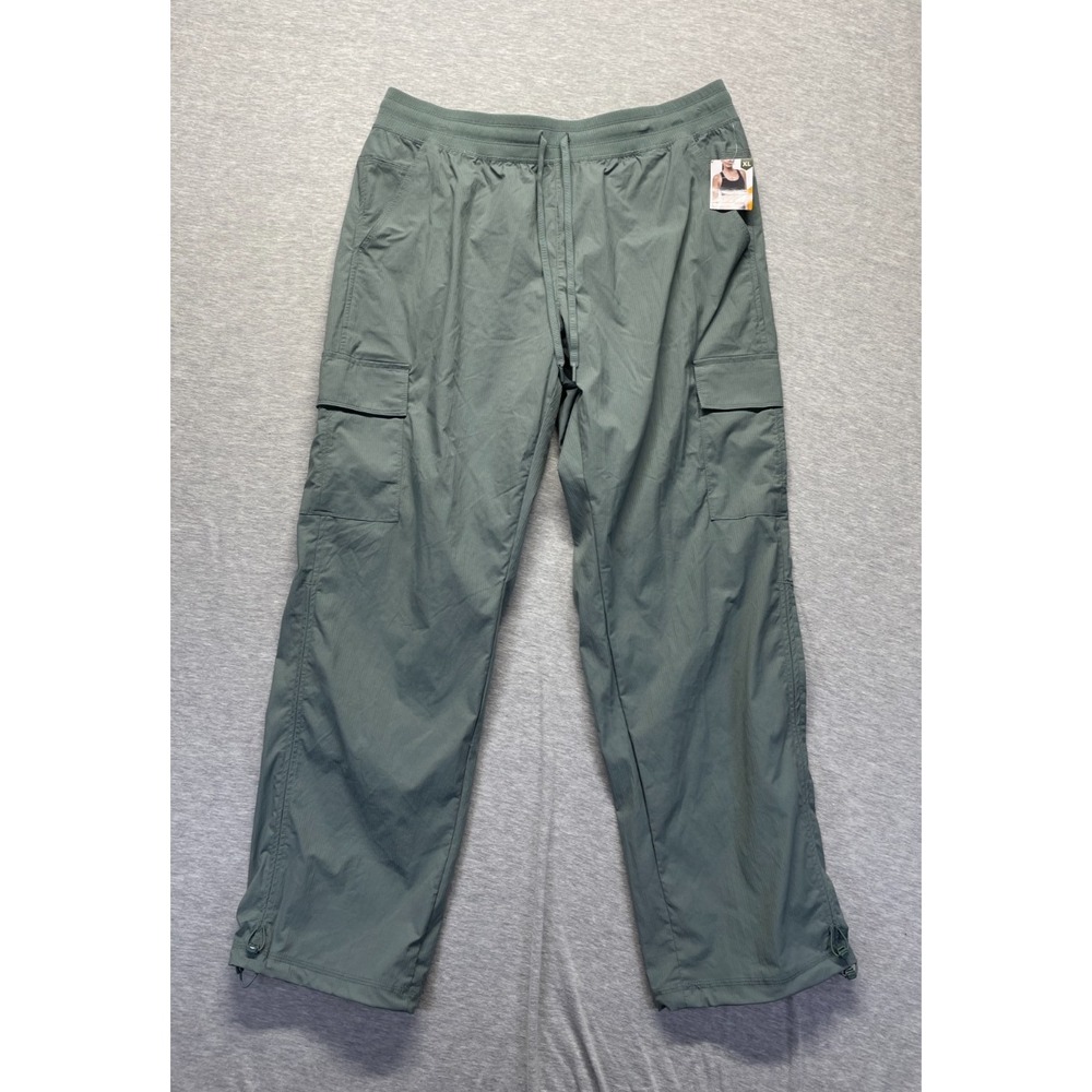 Avia Tech Cargo Pants Womens XL (16/18) Green Stretch Utility Pockets Drawstring